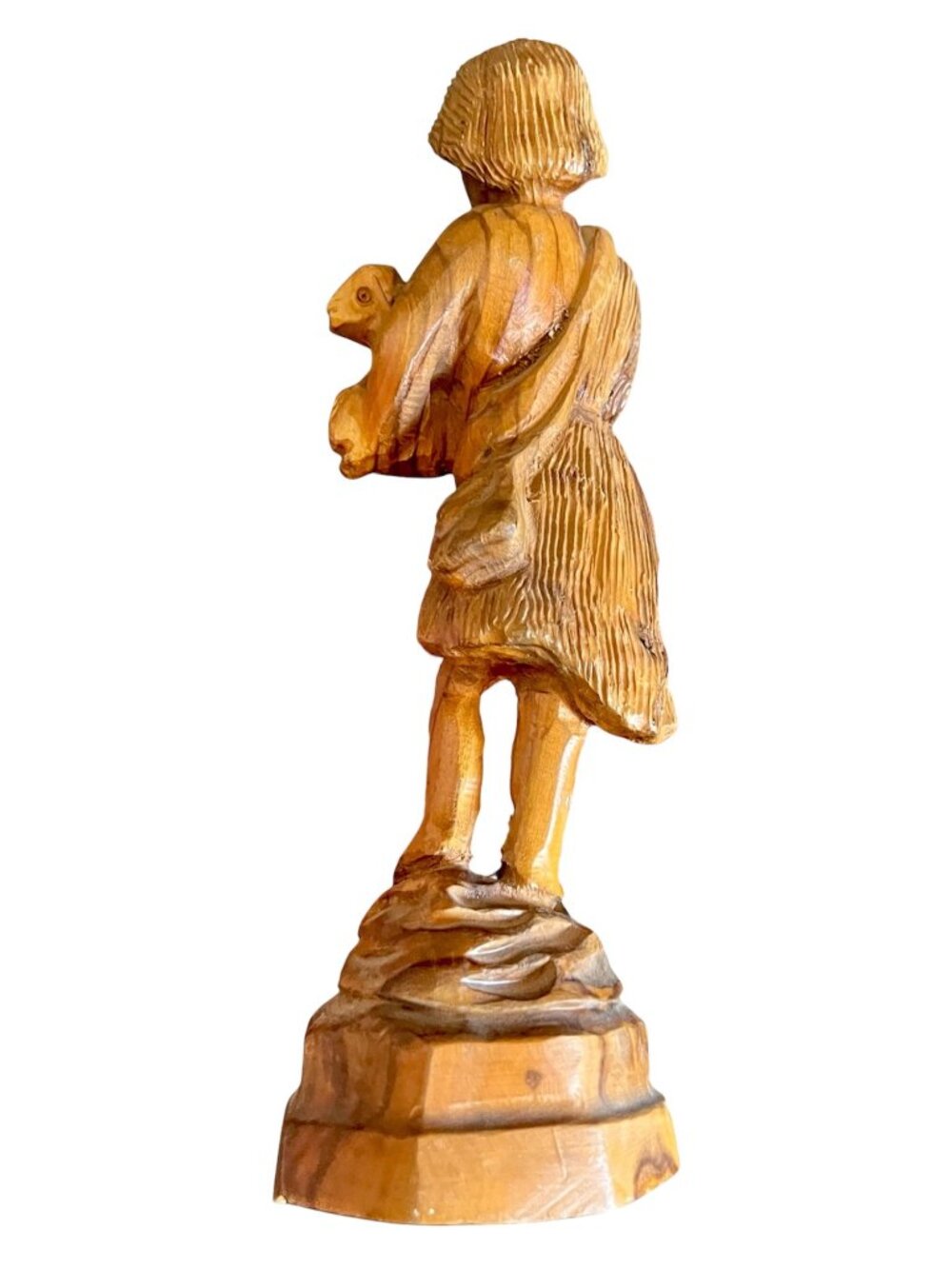Hand-Carved David Figurine 9.25" Olive Wood Sculpture With Lamb Jerusalem Gift - Picture 2 of 11